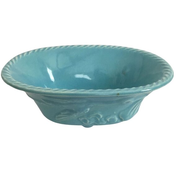 R.R.P. CO. Roseville Aqua Blue Stork Planter VTG Nursery Decor Baby Shower Gift - Picture 6 of 8